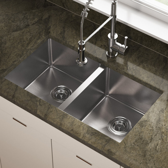 MRDirect 31" L x 18" W Double Basin Undermount Kitchen Sink & Reviews